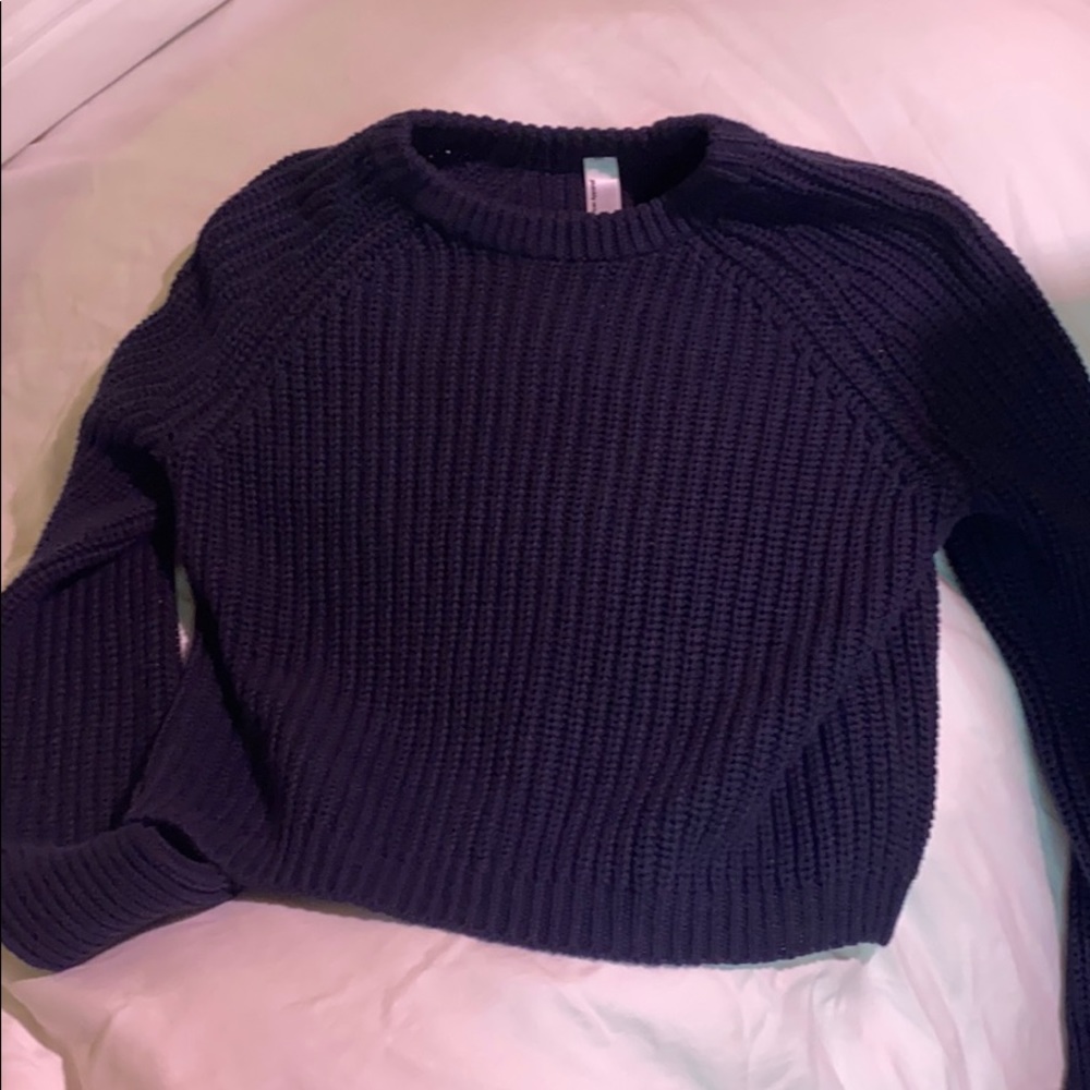 Navy Blue Cropped Sweater